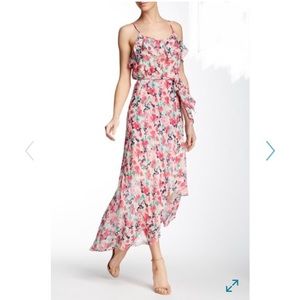 NWT Joie "Lili" Pink Floral Silk Maxi dress Large